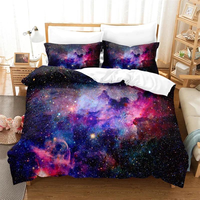 Starry Sky Duvet Cover Boundless Abstract Galaxy Bedding Set Microfiber Space Universe Star Quilt Cover Twin Queen For Kids Teen
