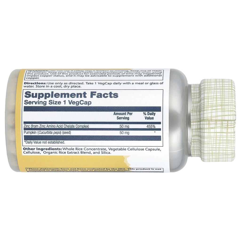 Zinc, 50Mg, 100 Veggie Caps