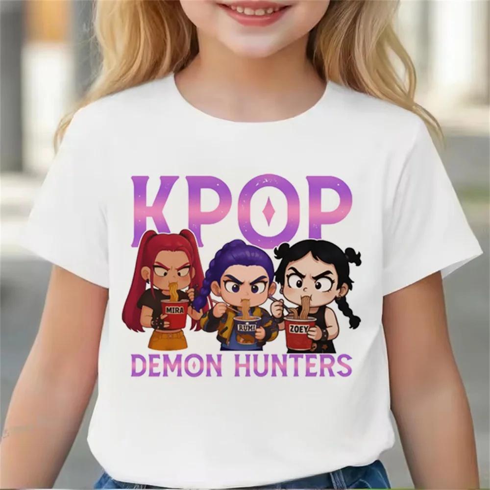 2026 Лето Горячая Детская Одежда Девочка Мальчик KPop Охотники на Демонов Кино Принт Футболки Принт Детская Футболка Топы