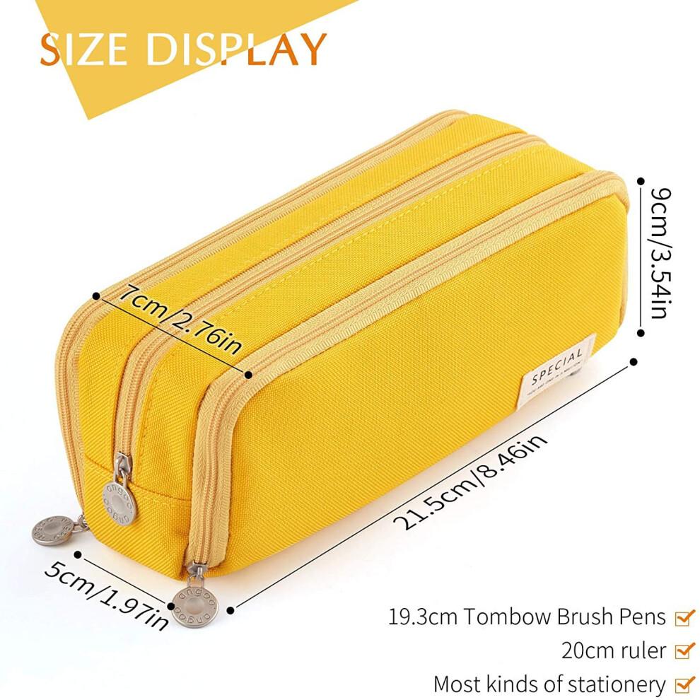 Large Capacity 3 Compartment Pencil Case Pouch Pen Bag for School Teenager Boy Men Women (Black, 1 pencil case only)