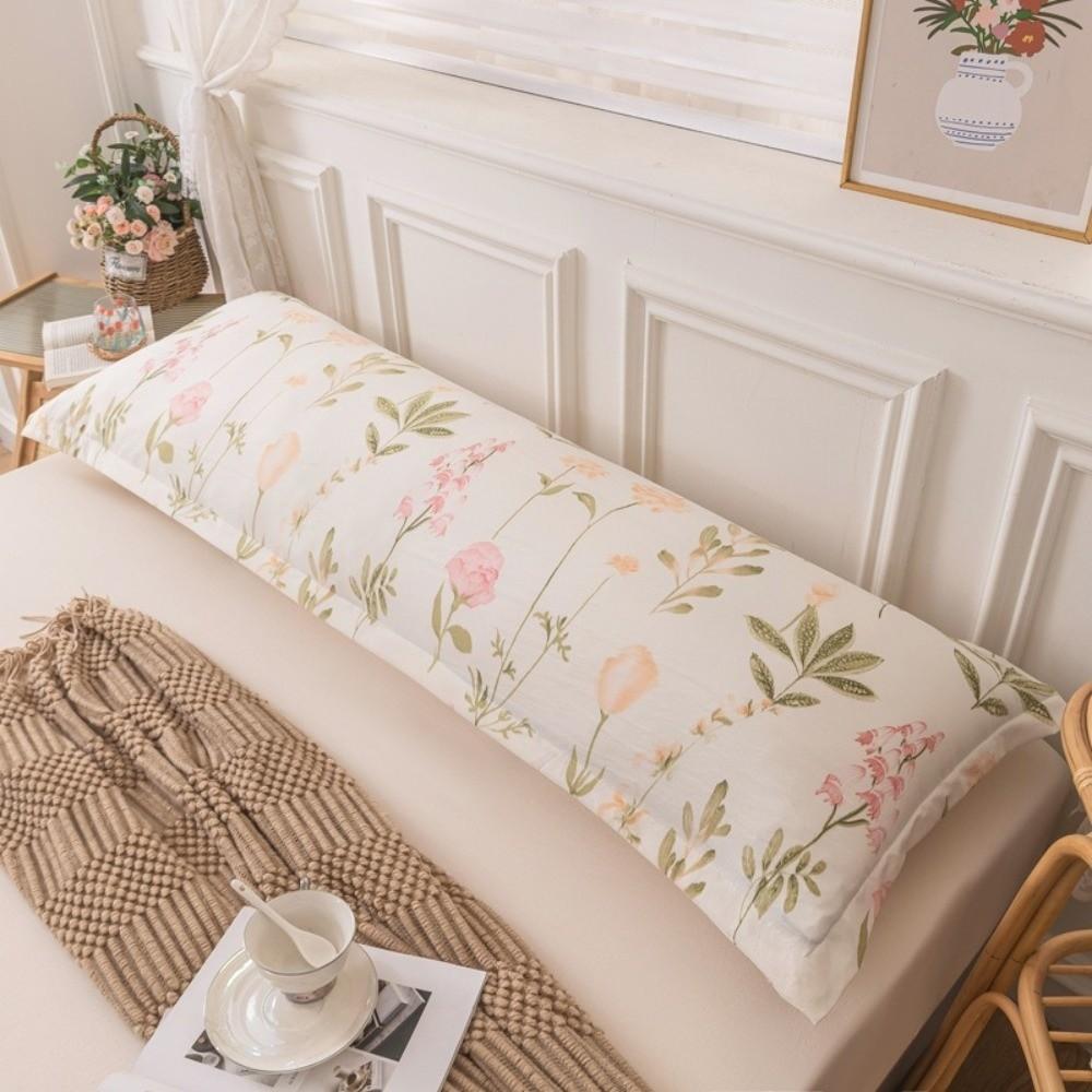 Rectangle Long Pillow Cover Floral Print Hugging Pillowcase for Bedroom Decor