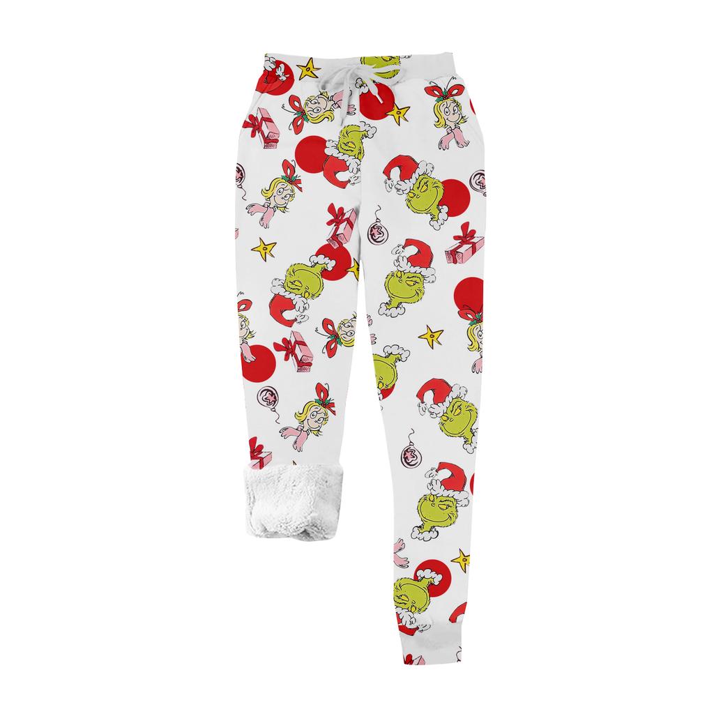 Women's Casual Fashion Home Print Velvet Sweatpants