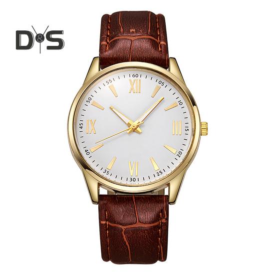 Мужские деловые часы с круглым циферблатом и ремешком из искусственной кожи, кварцевый механизм, для подростков и взрослых, наручные часы для торжественного платья, модные ювелирные изделия, аксессуары