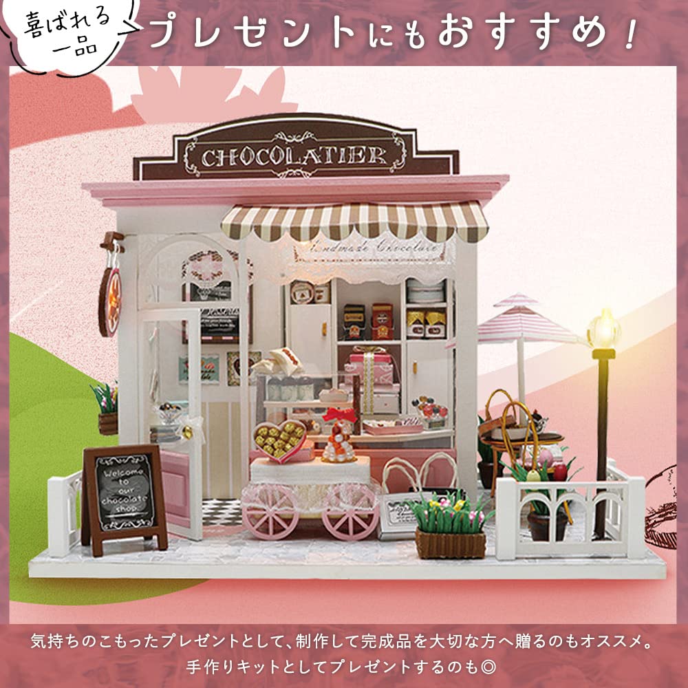 Moin Moin Dollhouse Miniature Handmade Kit Set DIY Small Chocolatier Chocolate Shop Cafe LED Light Acrylic Case 2204dh320 1/24 +