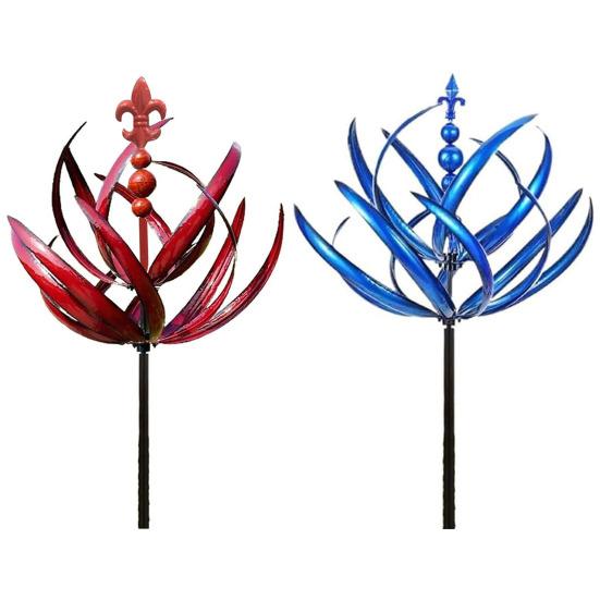 Цветок лотоса, ветровая вертушка, садовая металлическая ветряная мельница, вращение на 360 градусов, устойчивая к ультрафиолетовому излучению, двухслойная, большая ветровая вертушка, декор
