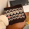 Зеленый вязаный шерстяной шарф в стиле Fair Isle, женский, зимний, рождественская атмосфера, утолщенный, универсальный, теплый, холодостойкий, грелка для шеи