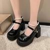 Newly Arrived Fashionable Pearl Buckle Thick Soled High Heeled Shoes  New Spring Autumn Mary Jane Comfortable Women's Shoes