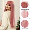 ALAN EATON Pink White Highlight Straight Wig Long Synthetic Wigs with Bangs Mixed Color Pink Party Wig for Women Cosplay Use