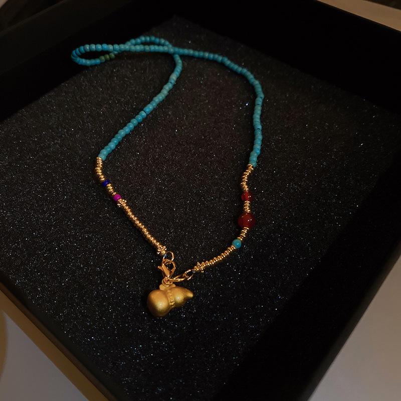 Роскошное хрустальное колье из агата и жемчуга - Этническая цепочка для ключицы