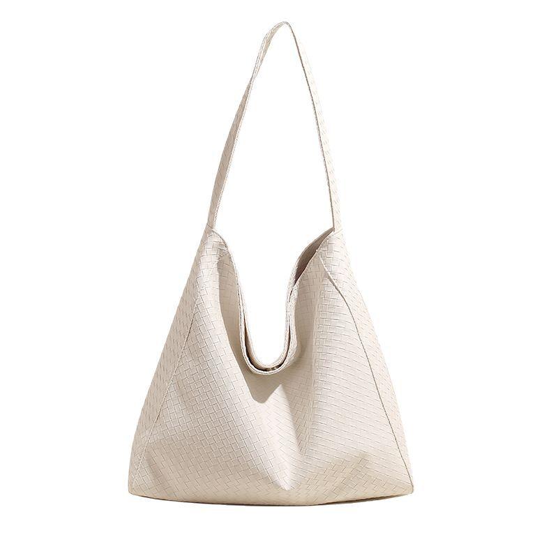 New Fashion Large-capacity Woven Bag 2025 One-shoulder Crossbody Versatile Simple Solid Color Commuter Tote Large Bag