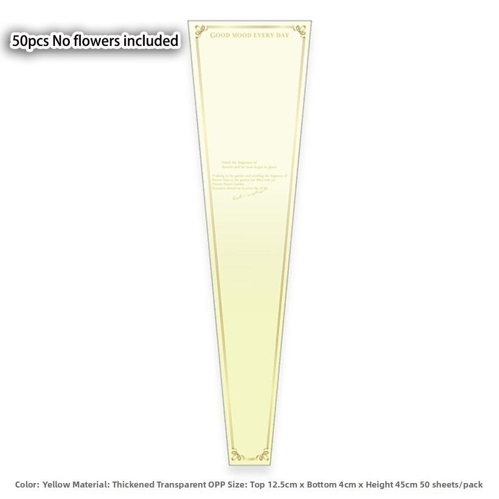 50pcs Transparent Single Rose Sleeves Waterproof Bouquet Packaging Sleeve Anniversary