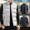 Autumn Winter Padded Vest Men Casual Stand Collar Down Cotton Waistcoat Lightweight Warm Plus Size Sleeveless Cardigan Vest