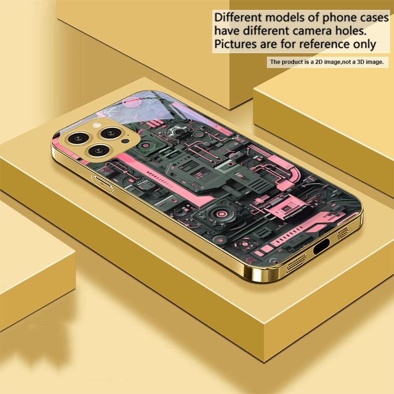 Желтая печатная плата Для IPhone 16 16Pro Max 15 P ro 14 13 Plus 12 Mini 11Pro Max XS Max XR Золотой чехол для телефона из закаленного стекла
