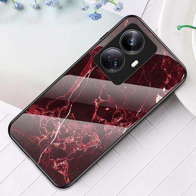 Противоударный чехол для телефона из ПК+ТПУ для Realme 10 Pro+ 5G, печать мраморного узора, задняя крышка из закаленного стекла