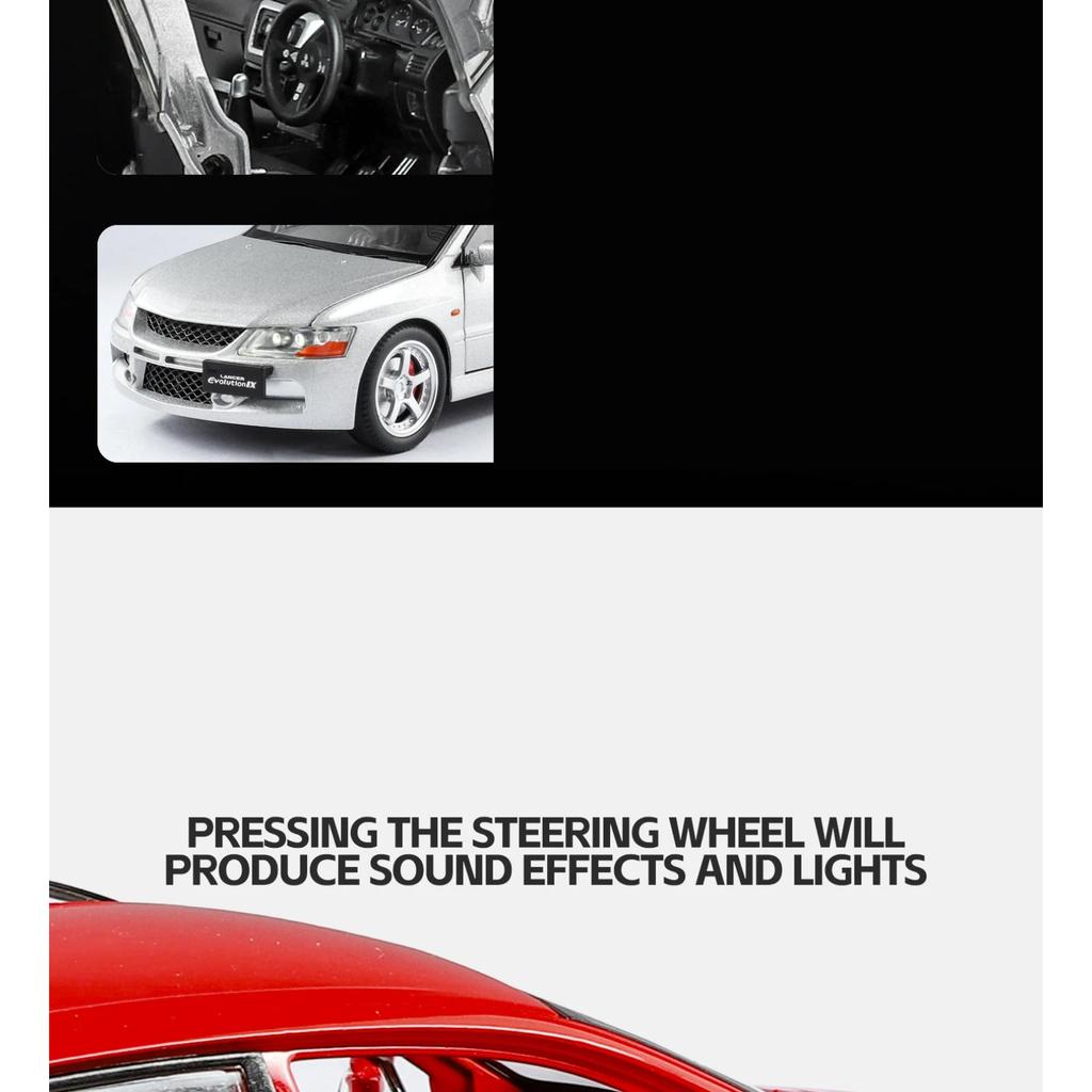 1/24 Модель спортивного автомобиля из сплава Mitsubishi Lancer Evolution Литые металлические гоночные автомобили Модель автомобиля Звук и свет Детские игрушки Подарок