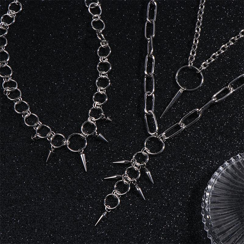 Готический колючий чокер-цепочка с круглыми звеньями для женщин и мужчин, панк Y2K, титановая сталь, заклепки, конусное ожерелье, гранж эстетика, ювелирное украшение, подарок
