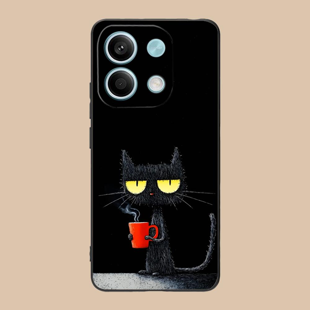 Милый Кофе Кот Матовый ТПУ Чехол для Мобильного Телефона для Xiaomi 15 14 13 12 Mi 11 T Ultra Lite Pro S X 5G Цветной Печатный Чехол