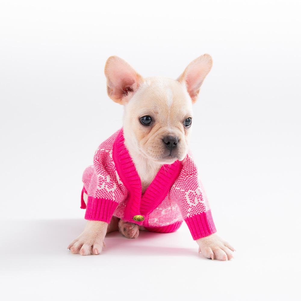 New Designer Tide Brand Pet Sweater Autumn/winter Knitted Cardigan Puppy Clothes Dog Costume Bago Teddy Dog Clothing