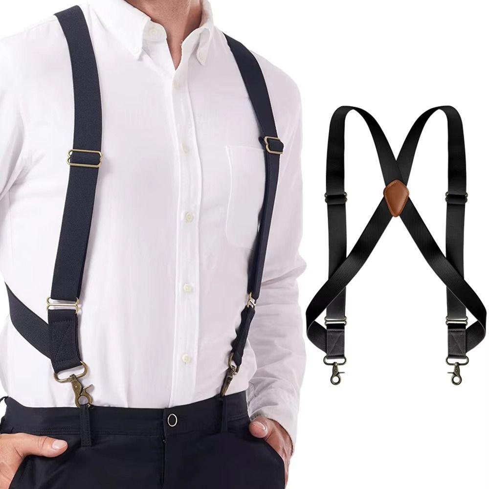Retro Leather Suspenders Metal Clip Suspender Clip Simple Suspenders for Men Gift