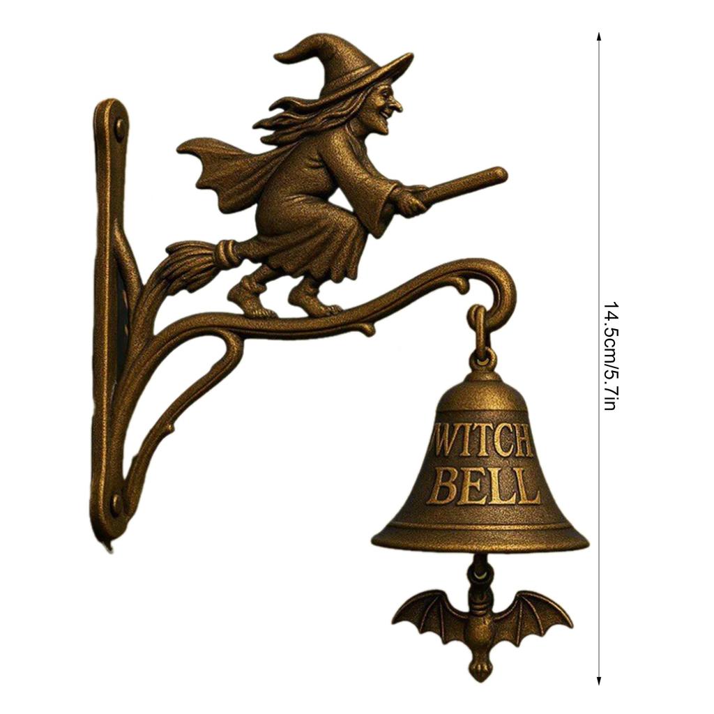 Vintage Witch Doorbell Cast Iron Halloween Door Hangers Bell for Gothic Home Decoration