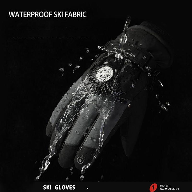 Зимние унисекс перчатки для сноуборда и лыж из искусственной кожи с нескользящим сенсорным экраном водонепроницаемые флисовые теплые перчатки для езды на мотоцикле и велосипеде