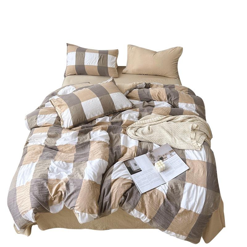 Зимняя двухсторонняя хлопковая кровать из четырех частей, однотонная простыня, пододеяльник, пододеяльник для студенческого общежития и средней школы