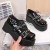 Women Pumps Mary Jane Derby Metal Decoration Platform Flat Heel Female Shoes Ladies Wedge Lolita Gothic Harajuku Punk Footwear