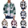Men's Button Down Double Pocket Warm Plaid Colorblock Casual Comfortable Shirt Jacket