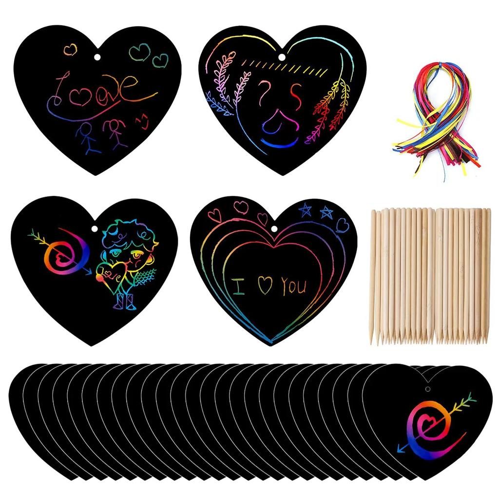 Magic Scratch Greeting Cards -12Pcs Rainbow Colors Reveal Hidden Messages, Customizable Easter/Children'S Day Gift For Kids