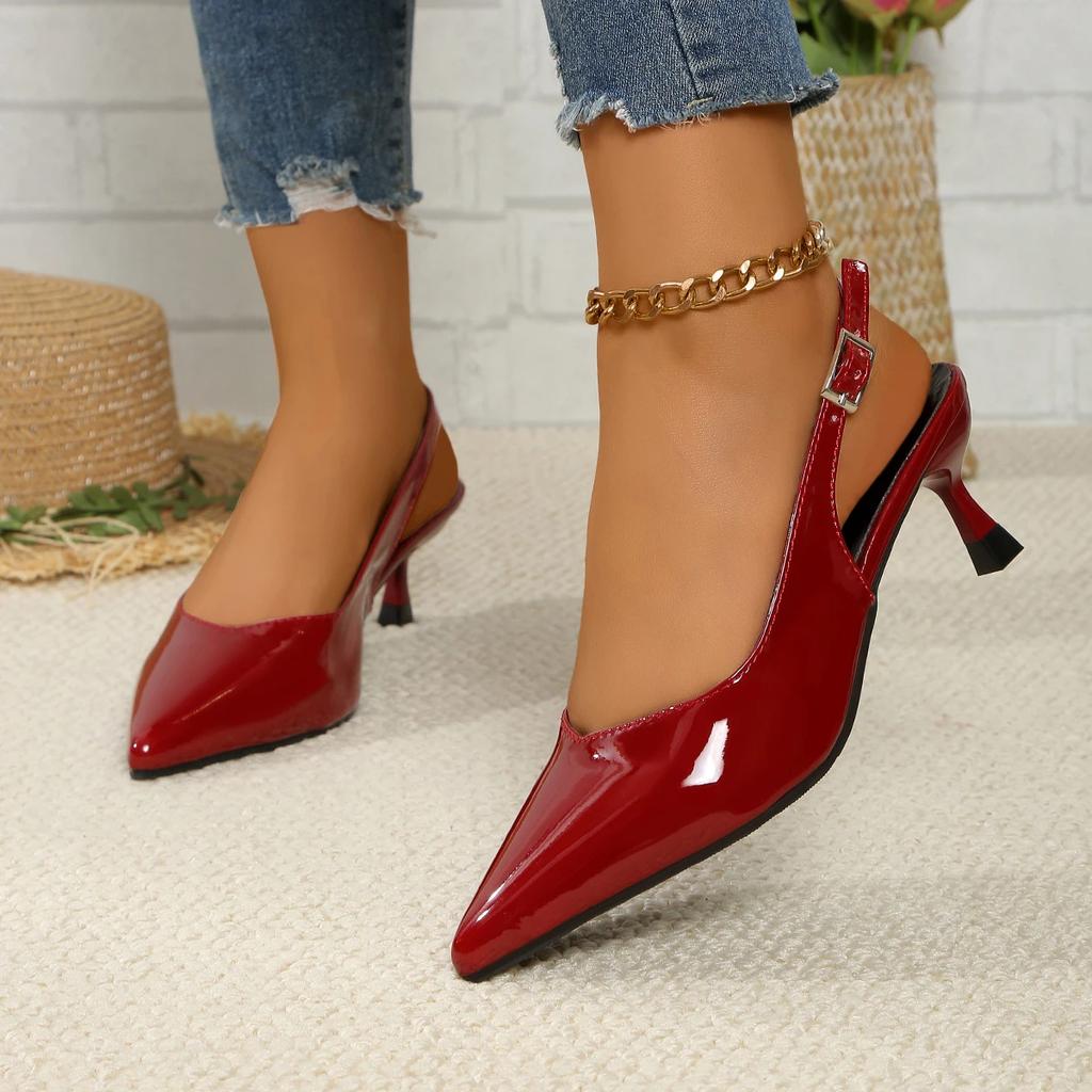 Fashion 2025 New Pointed Toe Women Sandals Fashion Singbacks Mules Shoes Ladies Elegant Low Heel Stripper Party Sandals Zapatos De Mujer