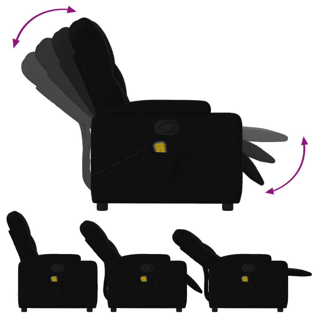Massage Relax Chair Black Fabric