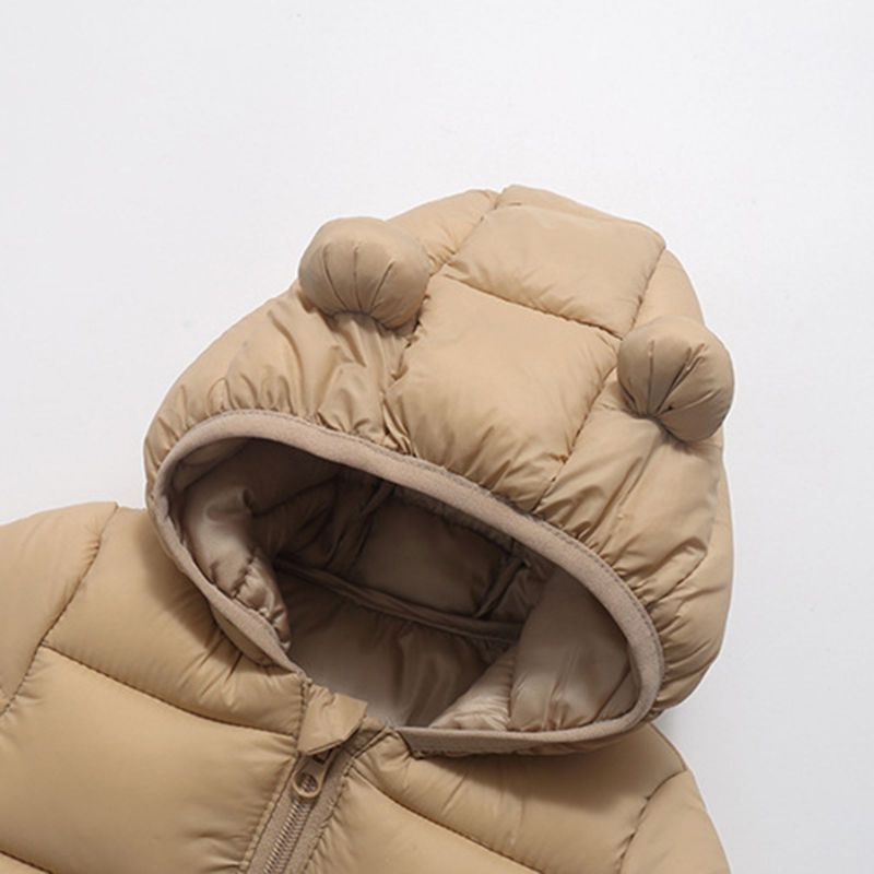 Детское зимнее теплое пальто с капюшоном на молнии для детей 1-4 лет