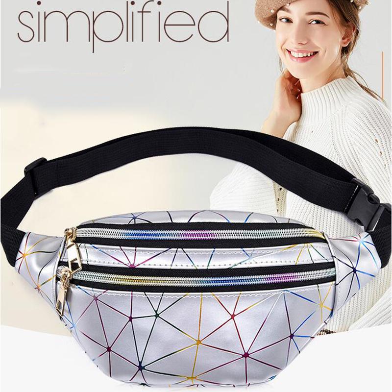 Поясная сумка Laser Waist Bags Travel Chest Phone Tail Bags Fashion Women Bum Bag Double Zipper Large Capacity