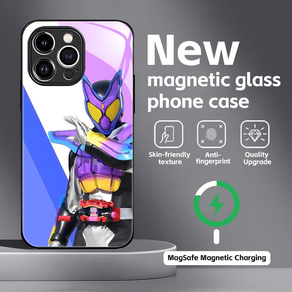 Чехол для телефона Kamen Rider для iPhone17 16 15 14 13 12 11 X XR XS 8 Plus Mini Pro Max Стеклянный Магнитный Чехол