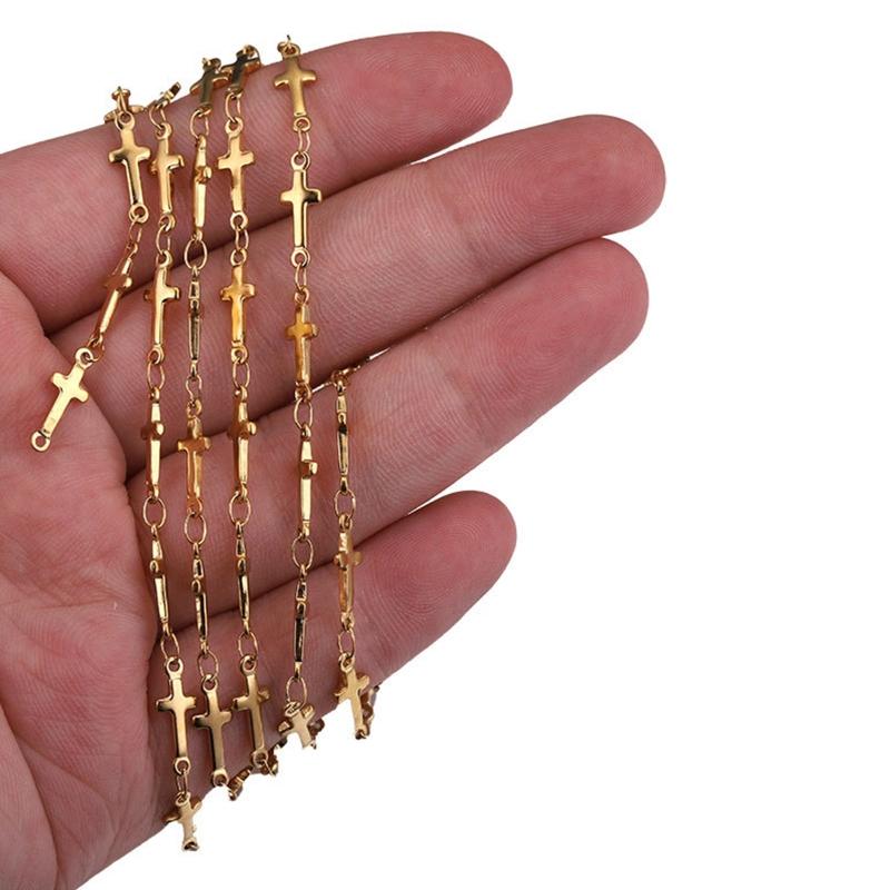 1 метр Нержавеющая сталь Крупные Цепи с Распятием для DIY Заявление Цепь Золотая Ожерелье Браслет Цепи Изготовление Украшений Поддержка