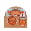 Children Dishes Set Baby Feeding Bowl Bamboo Tableware Bamboo Fiber Fork Cup Bowl Spoon Plate Animal Cartoon Baby Plate