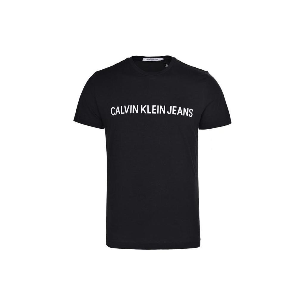 Calvin Klein Letter Print Crew Neck Casual Short Sleeve T-Shirt Men Tops Black J30J307855-099