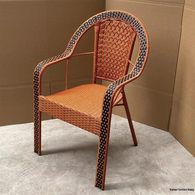 Эргономичное высокое кресло из ротанга для пожилых людей - Удобное и противоскользящее, для длительного сидения, идеально подходит для балкона и отдыха на свежем воздухе.