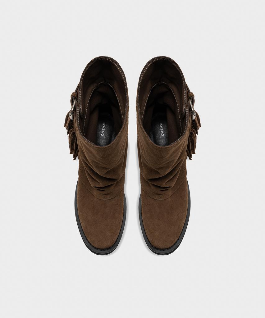 Khiho Freya Fringe Mid Boots Brown