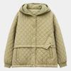 Women's Argyle Hooded Cotton Jacket 2024 - Thickened Short Coat for Autumn/Winter, Petite & Middle-Aged Styles