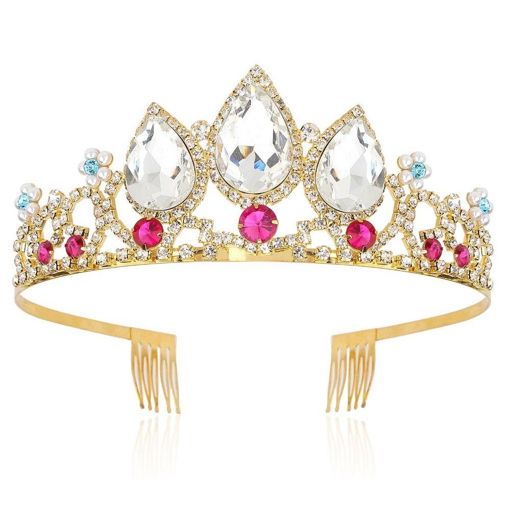 Alloy Material Crown Tiara Imitation Crystal, Imitation Diamond Headband Crystal Tiara  Girl's