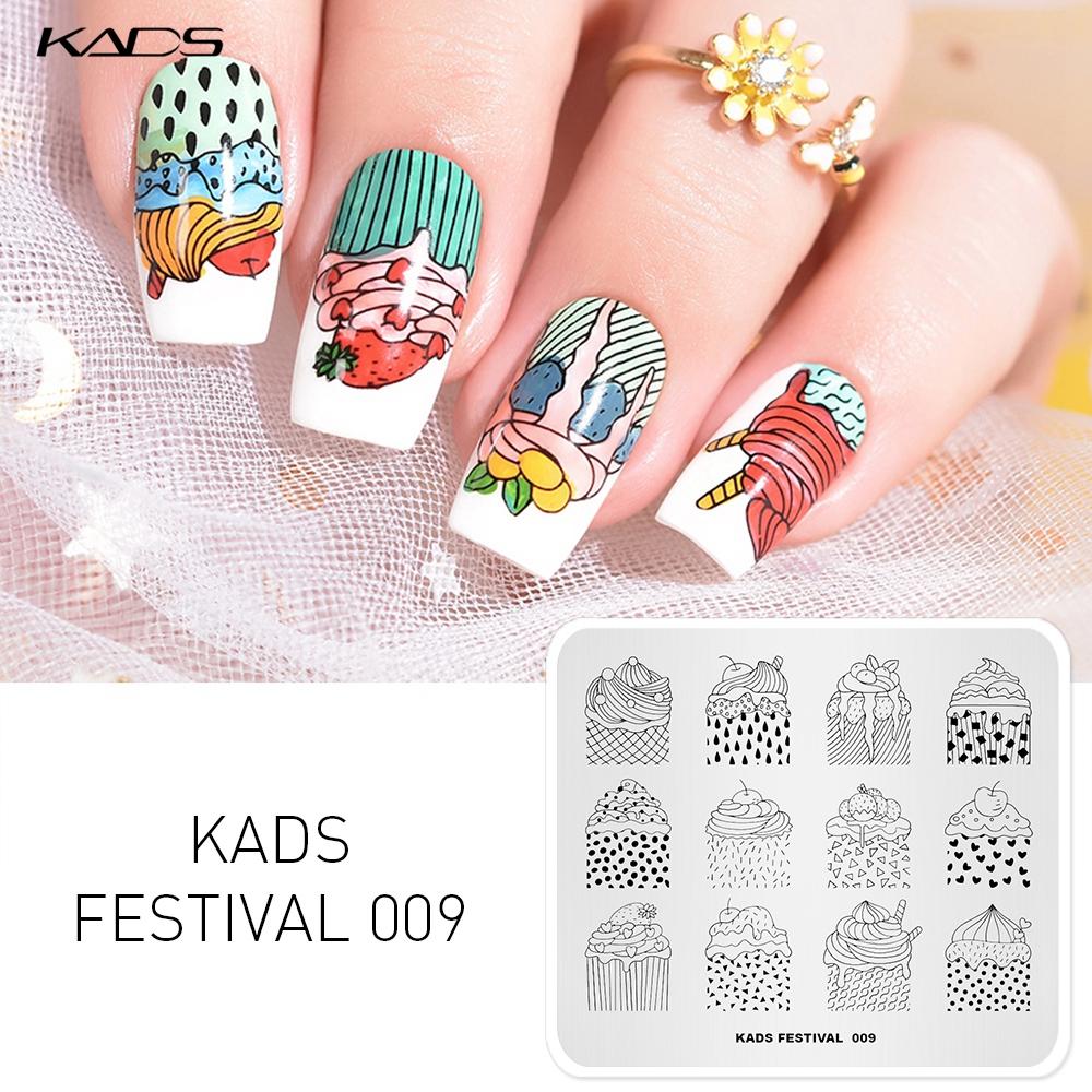 kads Фестиваль 009 Шаблон торта со сладостями Инструменты для красоты Пластина для стемпинга для нейл-арта Изображение для нейл-арта Маникюр с штампом