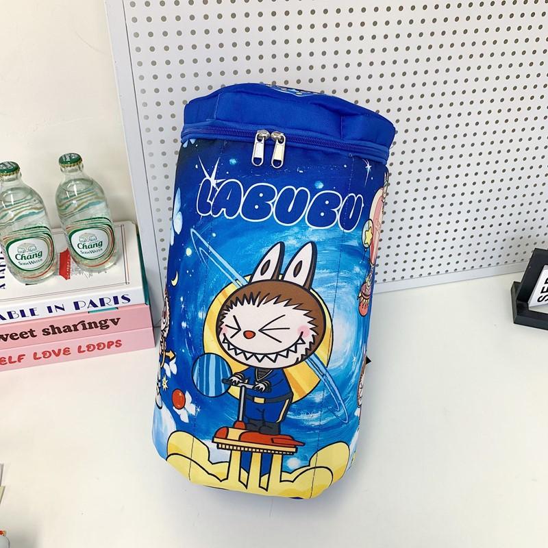 Рюкзак школьный Labubu Милый мультяшный рюкзак в виде ведерка для закусок Большой вместимости Сумка для внешнего хранения Рюкзак