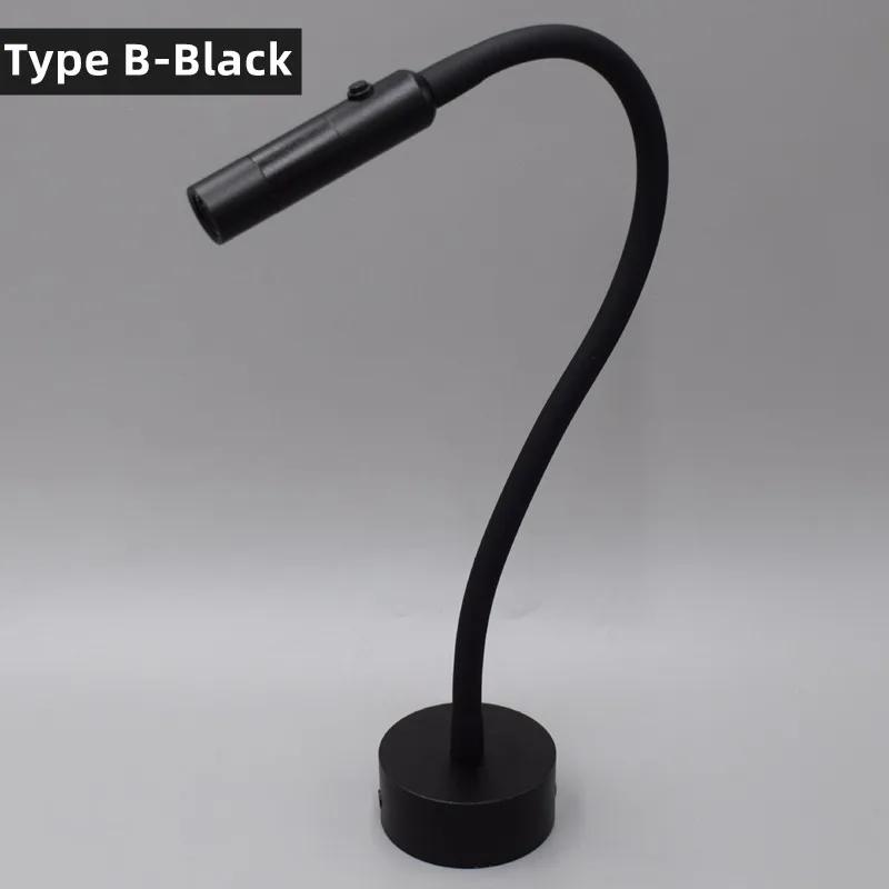 Регулируемая светодиодная настенная лампа для чтения 3 Вт, гибкий шланг, прикроватный настенный светильник для спальни, кабинета, настенный светильник с выключателем, настольная лампа