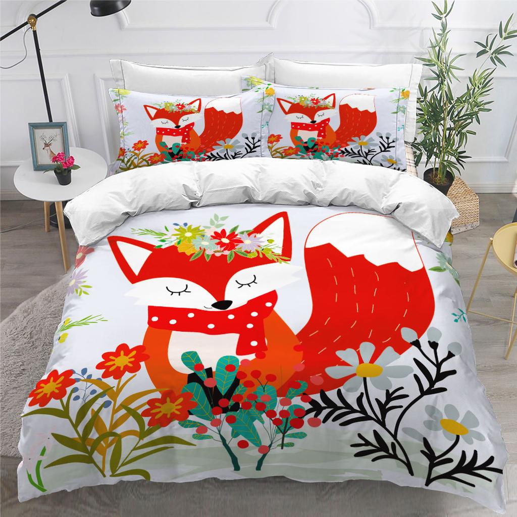 3D Cartoon Animal Bedding Set with High-definition Digital Printed Duvet and Pillowcase 2/3 Pieces Suitable for Children's Room and Home Decoration