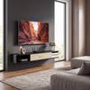 Suspended TV Cabinet 120 Cm TV Stand For Up To 50 Inch Drop Down Door 2 Open Shelves And Cable Pass Through Black