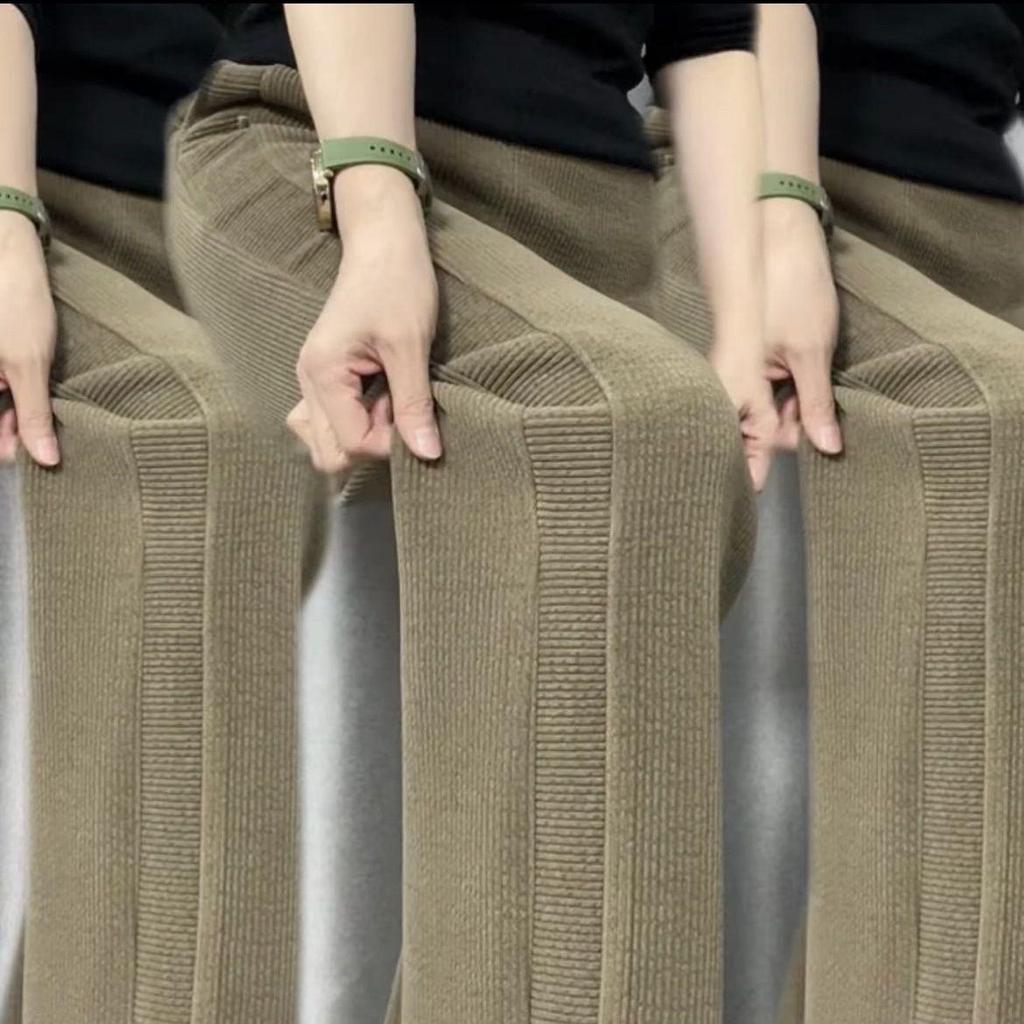 Женские брюки с высокой посадкой, на флисовой подкладке, прямого кроя, осенне-зимняя мода, утолщенные для тепла, стройнящие, свободного повседневного кроя