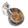 Ископаемый аммонит Ручная работа 925 стерлинговое серебро Ювелирная подвеска 2,17" B1l76