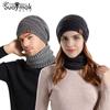 Winter Hat Scarf Suit Women's Fashion Korean Style Pullover Cap Men's Plus Velvet Outdoor Warm Knitted Woolen Hat