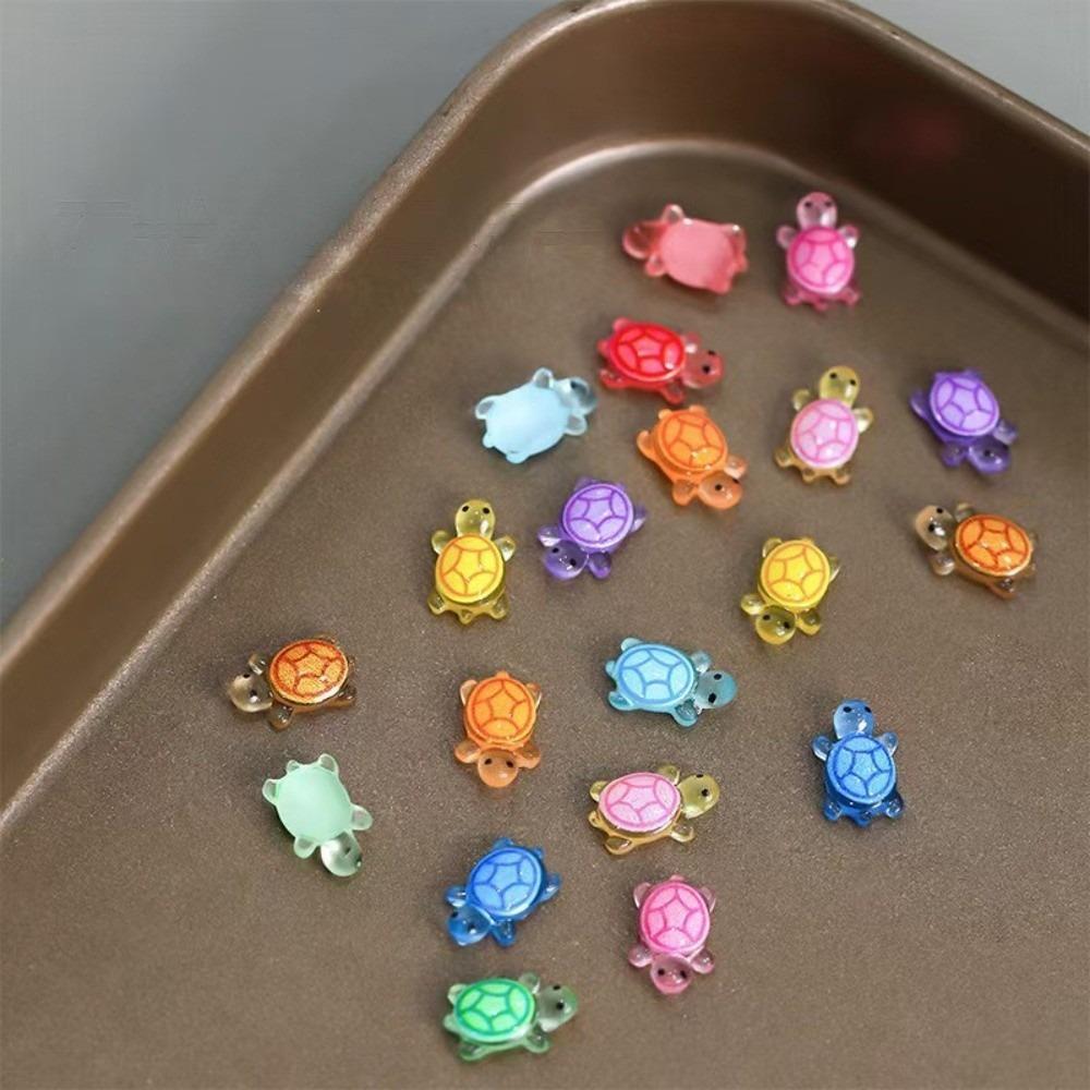 100Pcs Glow-in-the-dark 3D Luminous Turtle DIY Miniature Figurines for DIY Hairpin Phone Case